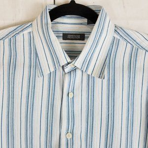 Kenneth Cole Reaction Button Up Shirt Sz M Stripe